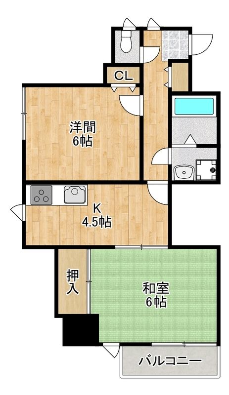 プラーズ追分 303号室 間取り