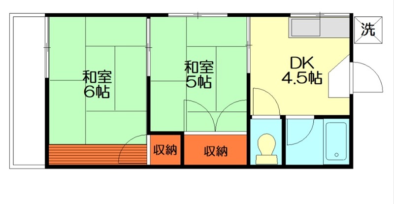 第2涼風荘  203号室 間取り