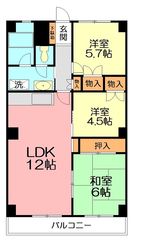 ペアシティー湘南 702号室 間取り