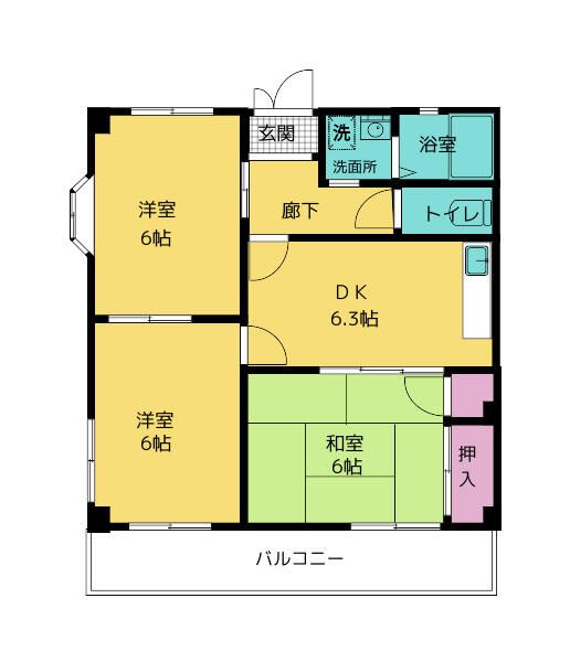 パレス富士湘南 2F号室 間取り