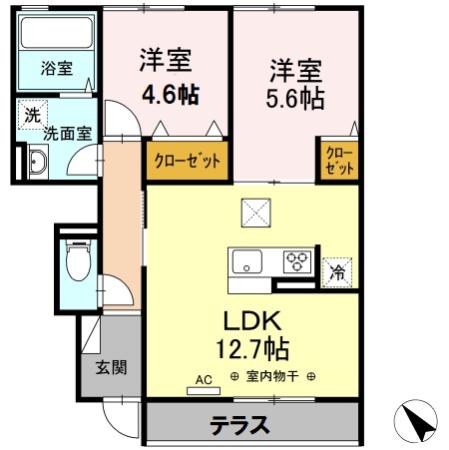 シャルマンドミール桜が岡 A 102号室 間取り