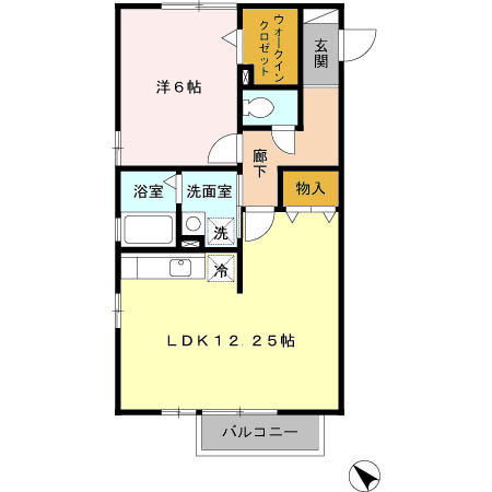 フォンティーヌ　　S 203号室 間取り