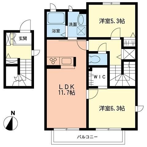 若宮ハイツ坂下 201号室 間取り