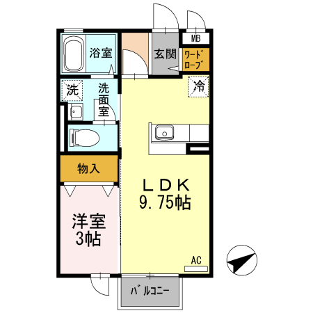 スリーエイト扇 203号室 間取り