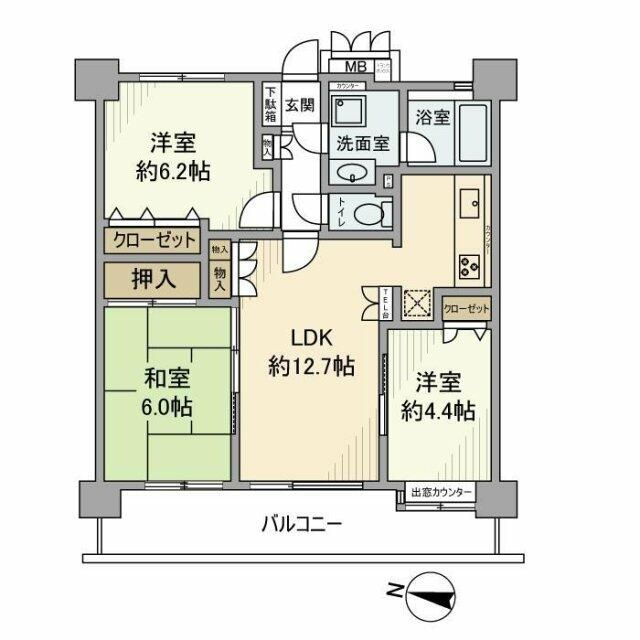 平塚八重咲町三和プラザ 402号室 間取り