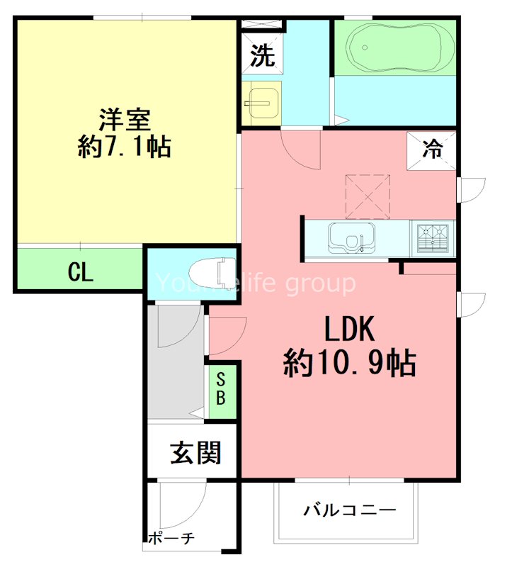 Aura　E棟 101号室 間取り