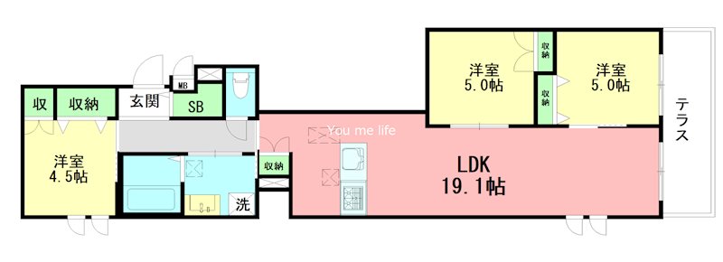 AI・Grandir鎌倉 102号室 間取り