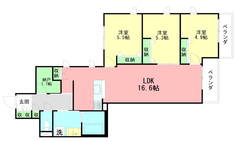 AI・Grandir鎌倉 203号室 間取り