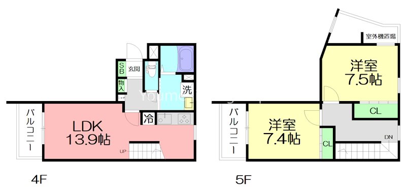ＧＲＡＮＤＲＥＶＥ見附町 C2号室 間取り