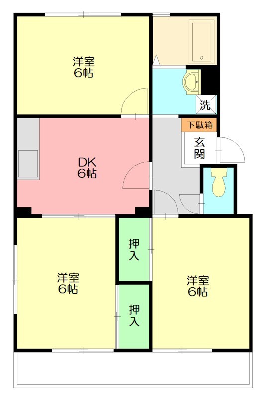 第三河原ハイツ 102号室 間取り
