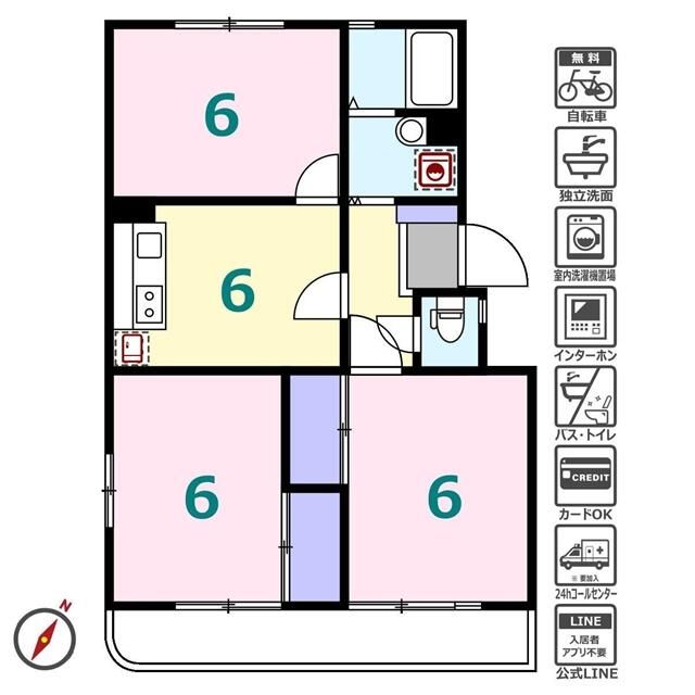 第三河原ハイツ 102号室 間取り