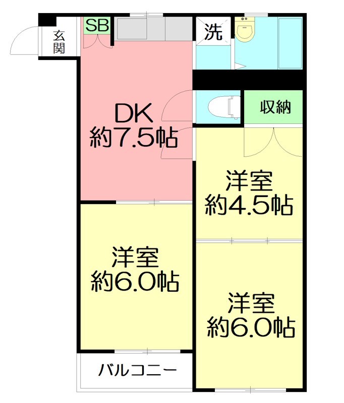 テラスフルール 303号室 間取り