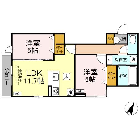 D'Bless湘南辻堂 102号室 間取り