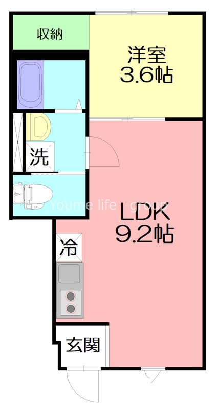 ロンディネ夕陽ヶ丘 101号室 間取り