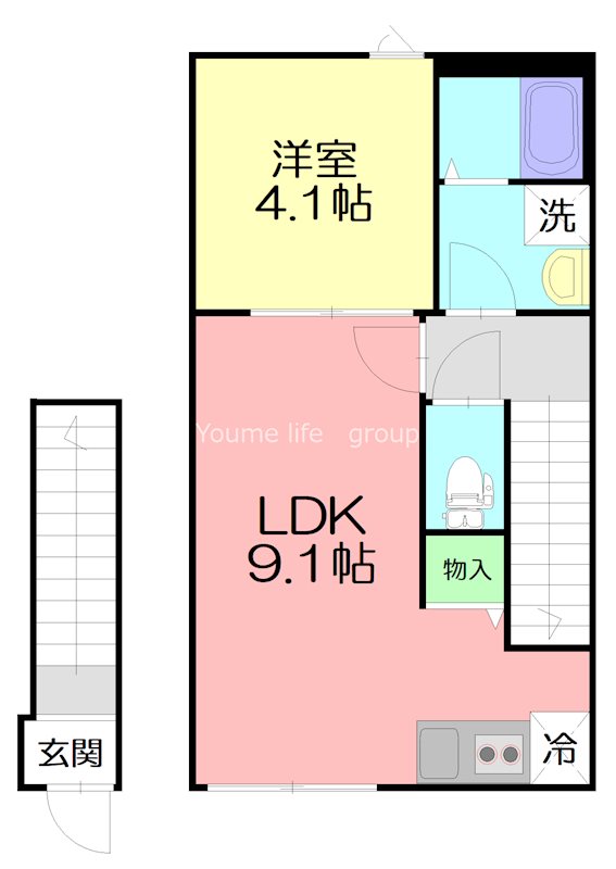 ロンディネ夕陽ヶ丘 202号室 間取り