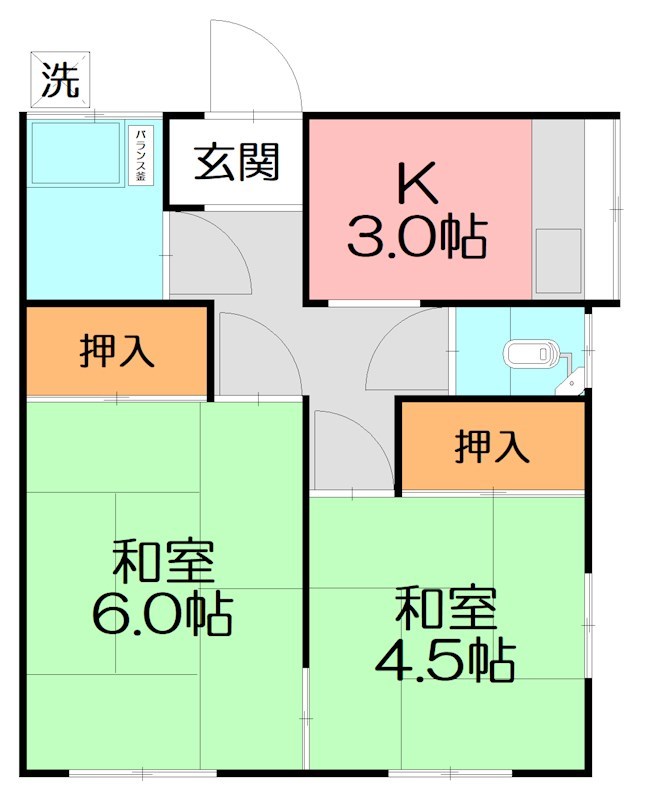 杉山アパート 202号室 間取り