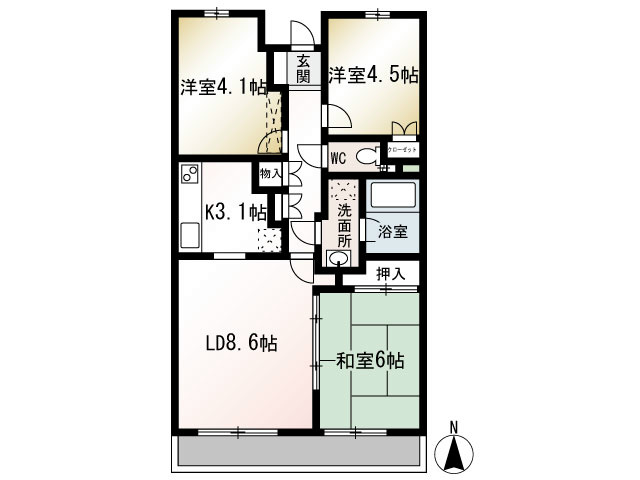 ハイツ座間 311号室 間取り