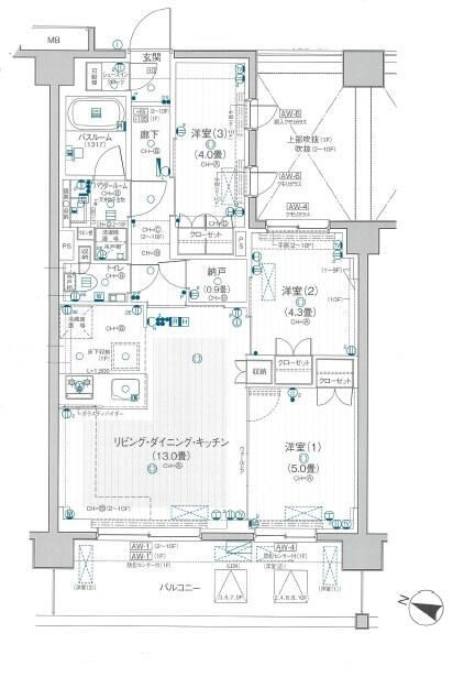 パレステージ茅ヶ崎Ⅱ 406号室 間取り
