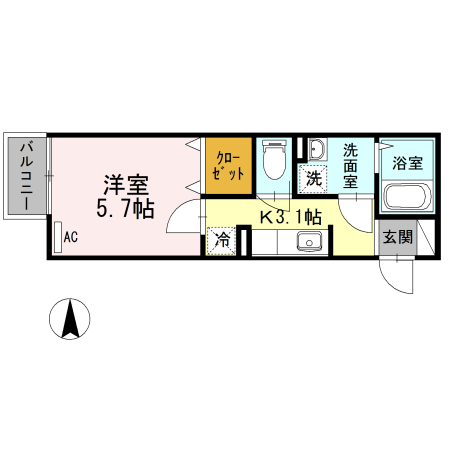 サウスフィールド 202号室 間取り