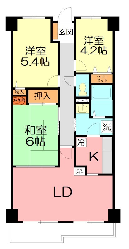 伊勢原グリーンマンション2番館  509号室 間取り