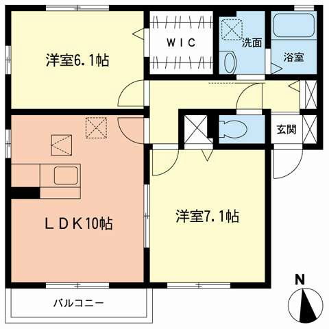 キャッスル 101号室 間取り