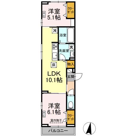 サザンショア東海岸 101号室 間取り