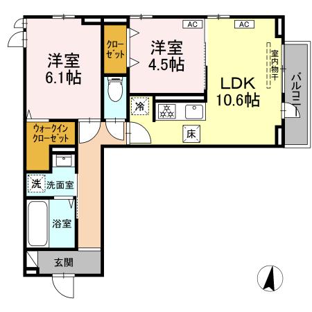 サザンショア東海岸 102号室 間取り