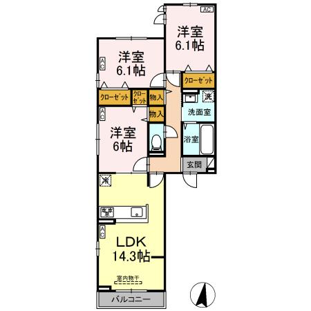 サザンショア東海岸 201号室 間取り