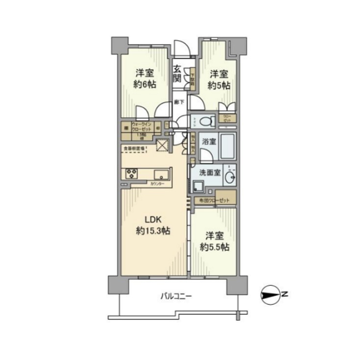 パークホームズLaLa湘南平塚 627号室 間取り
