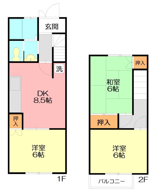 ハイツボンネビル 1-2F号室 間取り