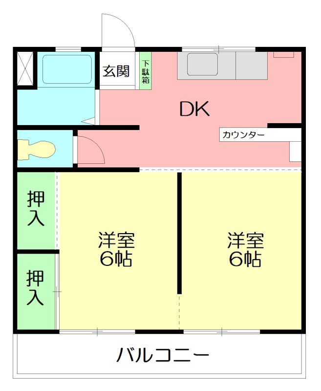 伊勢原コーポラス 412号室 間取り