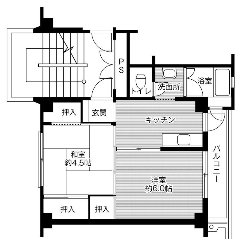 ビレッジハウス戸川２号棟 407号室 間取り