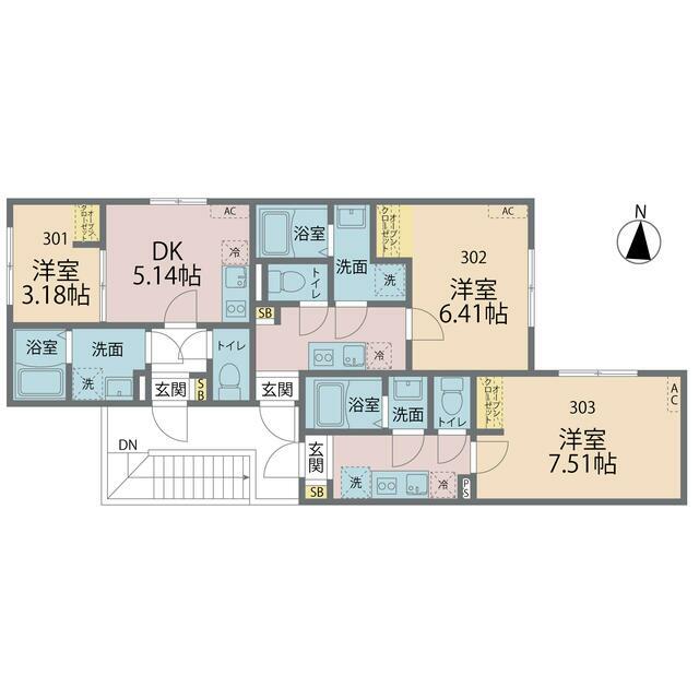カインドネス厚木North 301号室 間取り