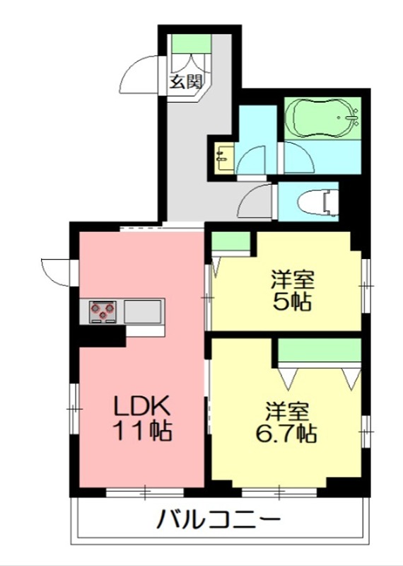 ラルク鎌倉 201号室 間取り