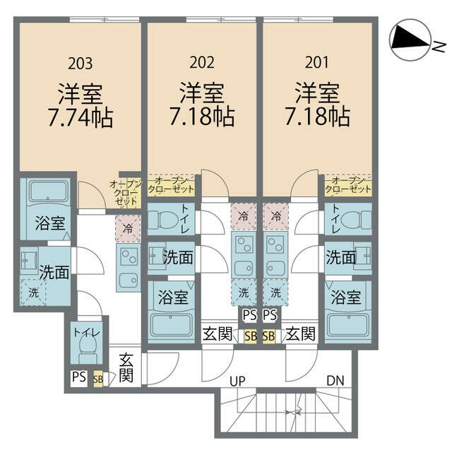 カインドネス湘南台 201号室 間取り