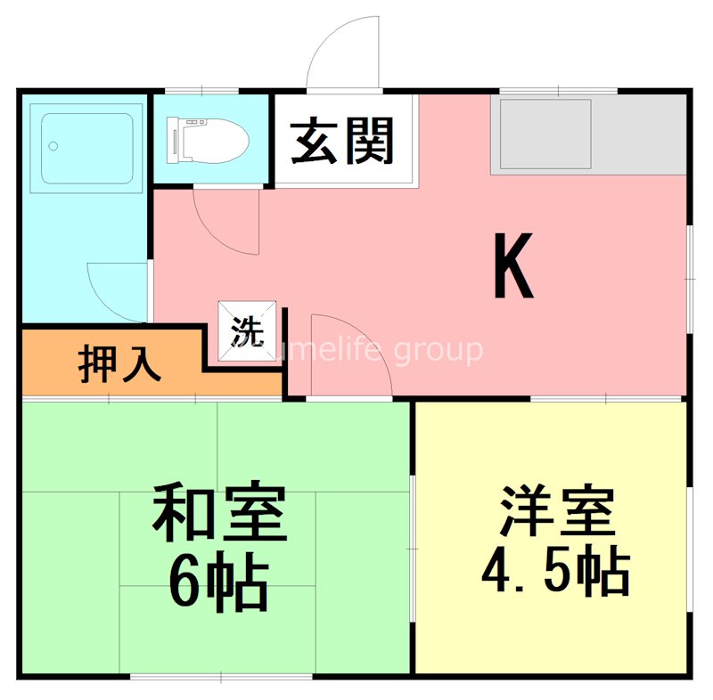 箱山ハイツ 102号室 間取り
