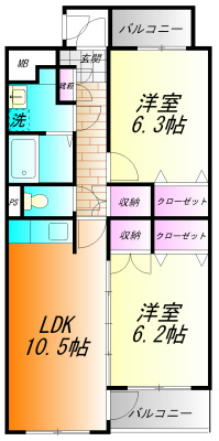 ル・シエルⅡ 404号室 間取り