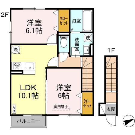 ロイヤルムーン 201号室 間取り