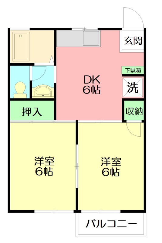 リバーサイドハイツ 203号室 間取り