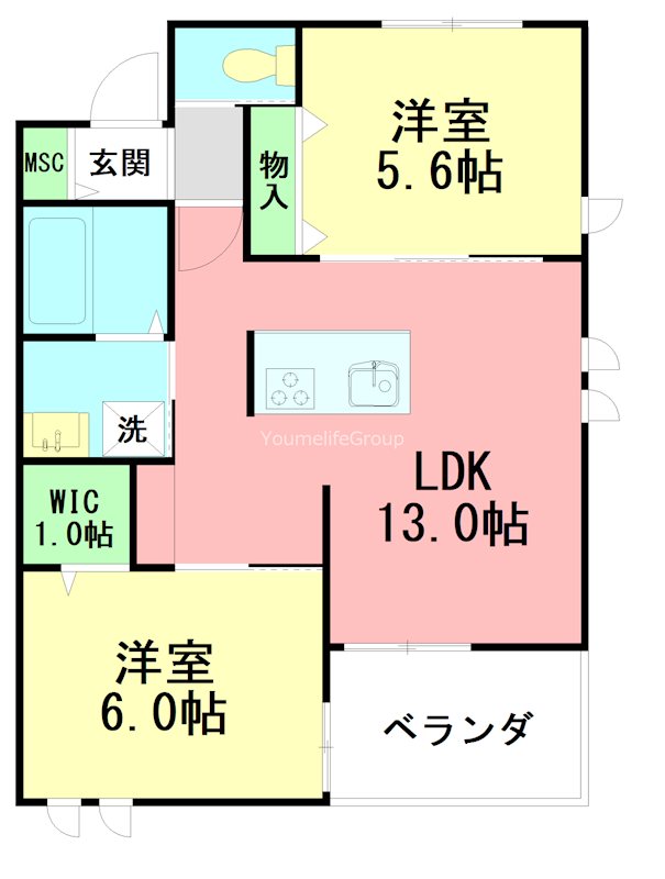 アンブラン　湘南鵠沼　～ｅｍｂｒｕｍ　波しぶき～ 202号室 間取り
