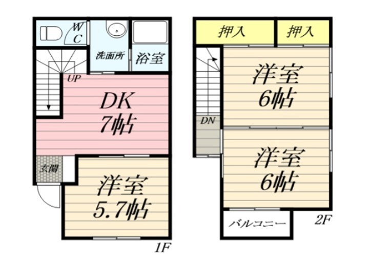 稲荷久保 1-2F号室 間取り