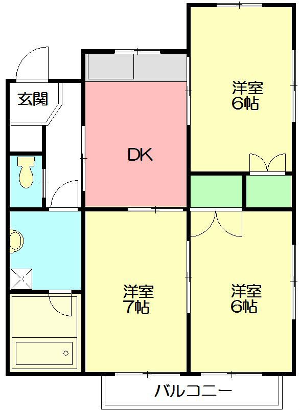 クレスト南足柄 2A号室 間取り