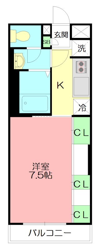 リブリ・材木座  106号室 間取り