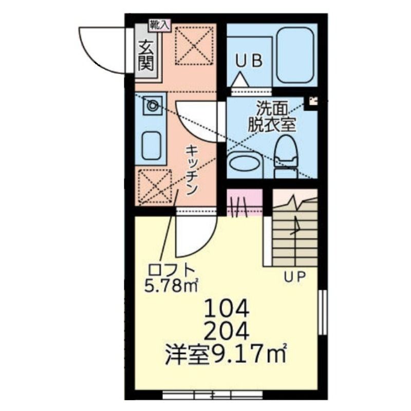 デンプシーヒル 104号室 間取り