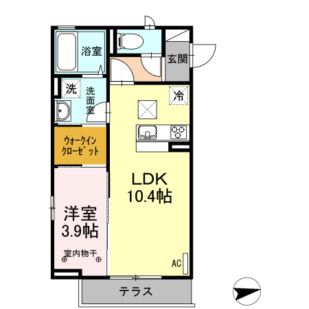 セジュールウィン 103号室 間取り