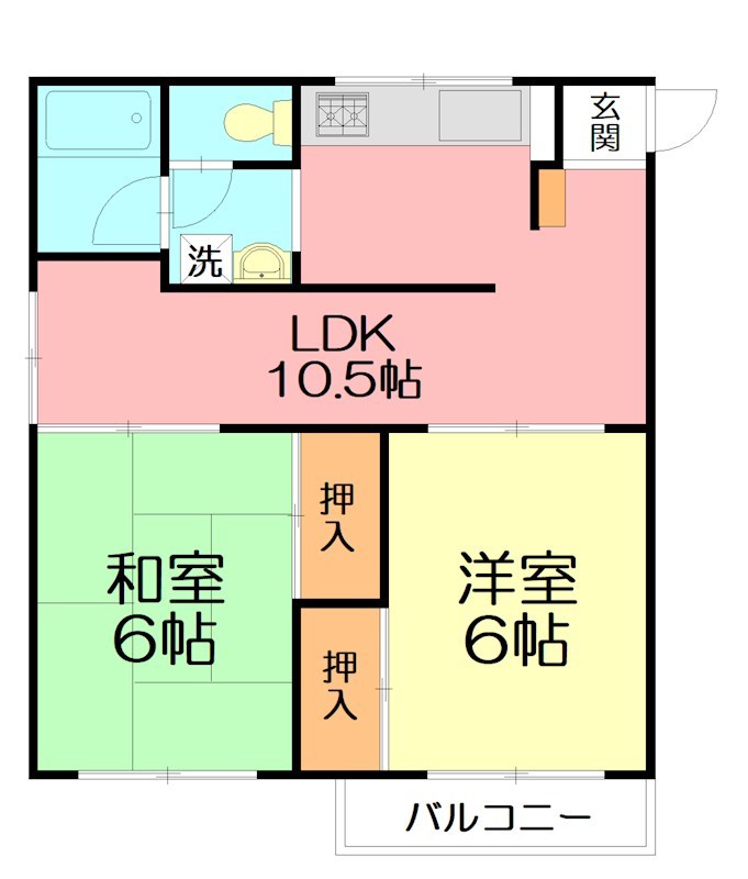矢沢荘 201号室 間取り