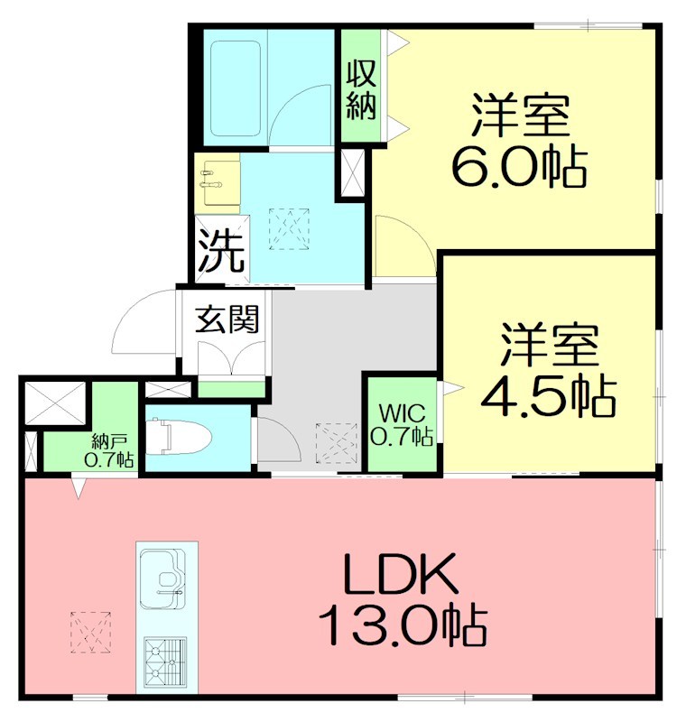 ＨＥＢＥＬ　ＦＬＡＴ　大和 101号室 間取り