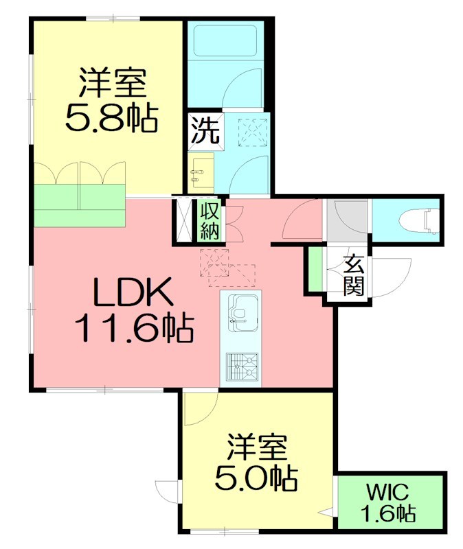ＨＥＢＥＬ　ＦＬＡＴ　大和 102号室 間取り