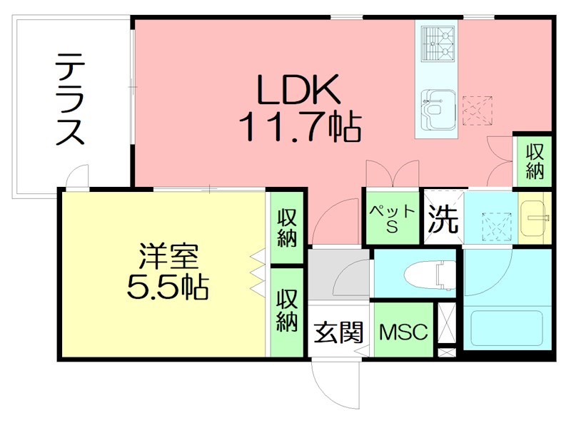 Glicina　K 101号室 間取り