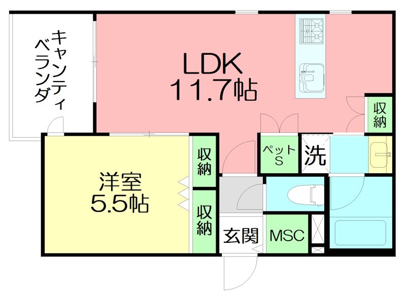 Glicina　K 201号室 間取り